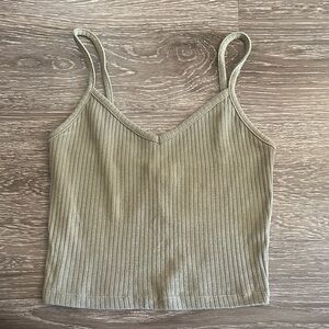Forever 21 Olive Green Ribbed Camisole Crop Top